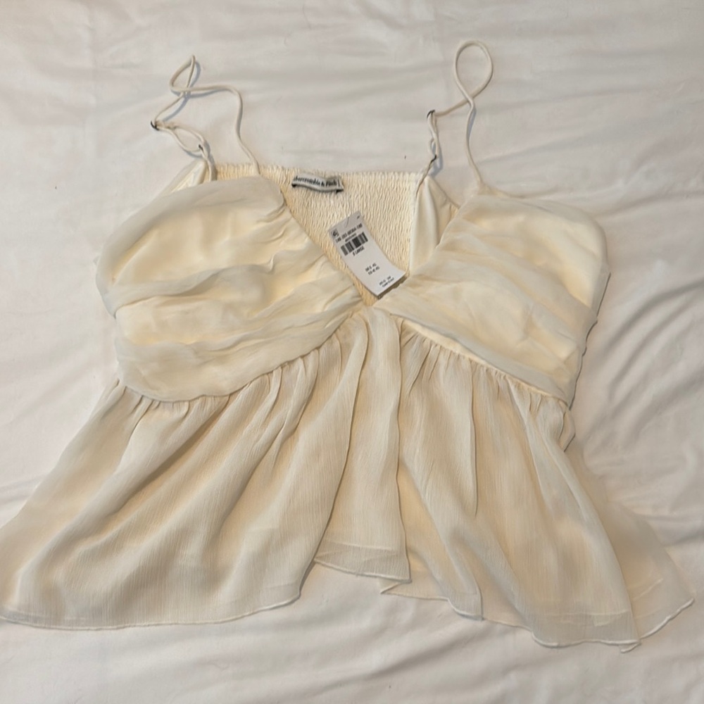 Abercrombie & Fitch Cream Bustier Peplum Camisole